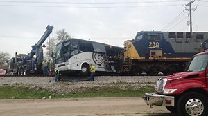 VIDEO of bus being hit by train