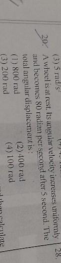 A wheel is at rest. Its angular velocity increases uniformly an... | Filo
