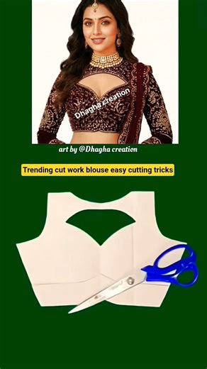 Trending cut work blouse front neck design easy cutting tricks #dhaghacreation