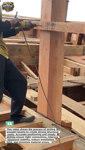 Traditional Timber Frame Drilling Technique | Strong and Precise Beam Joint Installation