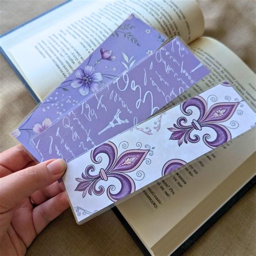 Purple Vintage Inspired Bookmark Set, Handmade Laminated Bookmarks, Dark Floral Gift - Etsy