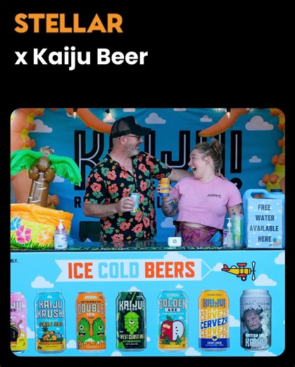 Stellar Short Film Festival on Instagram: "Award-Winning Brews Return to Stellar🍻 Stellar Short Film Festival is delighted to welcome back our much-loved friends Callum & Nat Reeves, along with their award-winning brews from KAIJU! Beer and Golden Axe Cider, for Stellar 2026. Founded in 2013, these Melbourne craft beer legends have been brewing bold, hop-driven independent beer and cider inspired by Japanese pop culture’s “strange creatures.” Still proudly 100% family-owned, KAIJU! conti