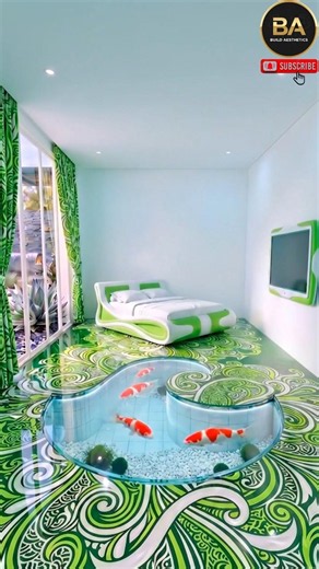 Galaxy Epoxy Floor with Hidden Ocean Wave Aquarium Transformation! #interiordesign #aquarium #shorts