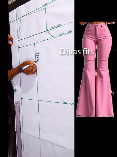 How to draft a boot cut female trousers | Divas fits