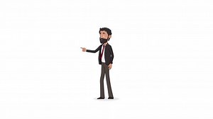 Cartoon businessman pointing to the side