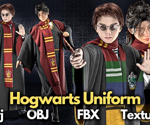 ArtStation - Hogwarts Uniform- Harry Potter & Hogwarts Legacy: Marvelous Designer   Clo3d   OBJ   FBX   Texture | Game Assets