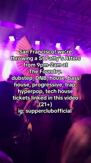Supper Club takeover at The Foundry 💚 3/14 | 21 | 9PM-2AM | tickets linked in this video! #supperclubofficial #fyp #sfstpattys #raves #sfthingstodo