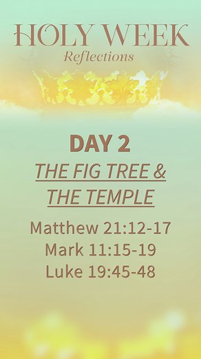 1K views · 26 reactions | Day 2 of Holy Week brings us the stories of Jesus cursing the fig tree, and Jesus cleansing the temple found in Matthew 21:12-17. These two stories share a common lesson, which is true faith in God. What does that look like? Is there anything in your life that covers up or blocks you from having a true faith in God? Spend some time reading and reflecting on this today. #HolyWeek2025 #jesus #westshorefreechurch | West Shore Free Church | Facebook