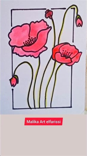 Acrylic Painting Tutorial: Poppy Flower Easy Painting