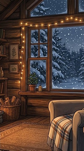 Snowfall Cabin Warmth ❄️🏕️ Cozy Winter Lofi Beats for Relaxing, Studying & Snowy Nights #Shorts