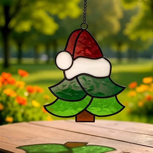 Christmas Tree Stained Glass Pattern – Beginner Panel Suncatcher (Pdf Svg Png)
