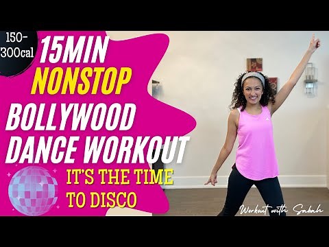 15 minute DISCO Bollywood Dance Marathon Workout with Sabah | Burns 150-300 cal | Beginner Friendly