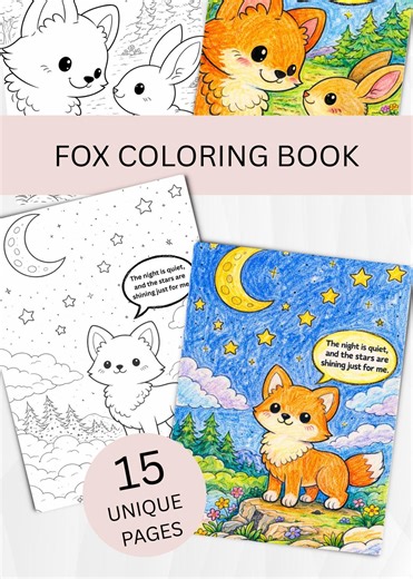 Printable Coloring Book for Children – Fox Coloring Pages for Kids - Etsy