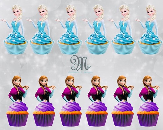 Frozen Cupcake Toppers, Disney Princess Party Decorations - Etsy
