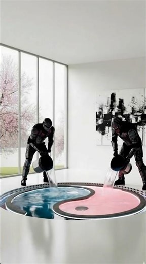 THIS YIN-YANG FLOOR IS INSANE 😱 Luxury Blue vs Pink Water Pool Epoxy Floor #epoxy #epoxyfloor #diy