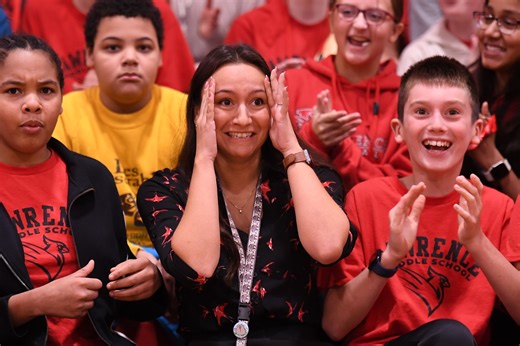 LAWRENCEVILLE, NEW JERSEY—Congratulations to Lawrence Middle School seventh grade English language arts teacher Jeanette Capritti, our newest Milken Educator and the first in our 2025-26 Milken Award tour! New Jersey Commissioner of Education Kevin Dehmer and Dr. Jane Foley, senior vice president of the Milken Educator Awards, presented Capritti with a 2025-26 Milken Educator Award and $25,000 at a special all-school assembly in her honor this morning. Capritti leads with purpose, creativity, an