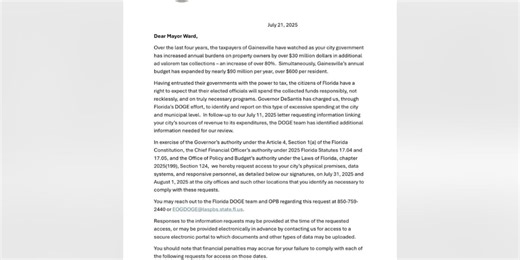 Florida CFO announces Gainesville audit during first day in office