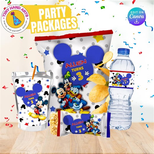 Mickey Birthday Party Package: Printable Party Labels (digital File Only) - Etsy