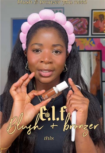 This liquid blush and bronzer from @elfcosmetics really impressed me because I would normally never go do such a dusky rose colour an the bronzer/contour was giving skin tone! Also how can it be a bronzer and contour in one is bronzer is inherently warm and contour is cool toned? #bronzeaholic #blushblindness #blackgirlush #elfyeah @e.l.f. Cosmetics UK
