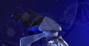 Animation Chemical Structures Laboratory Microscope Blue Background Science Research Laboratory