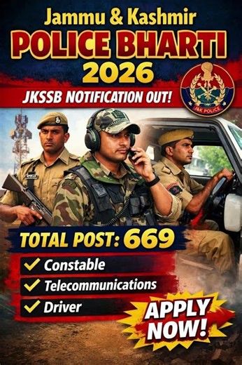 Jammu & Kashmir Police Bharti 2026 || JKSSB Notification Out || Total Post