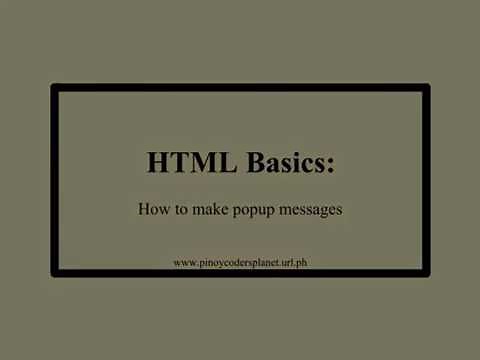 HTML Basics: How to make pop up messages