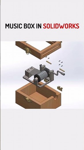 Music Box Design in SolidWorks 2022 | #shorts #music #musicbox #box #drawing #cad #cam #sketch