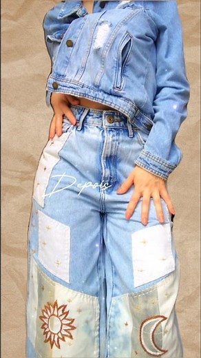 DIY CALÇA JEANS, Retalhos + linhas coloridas = transformação incrível , sustentável e criativa.