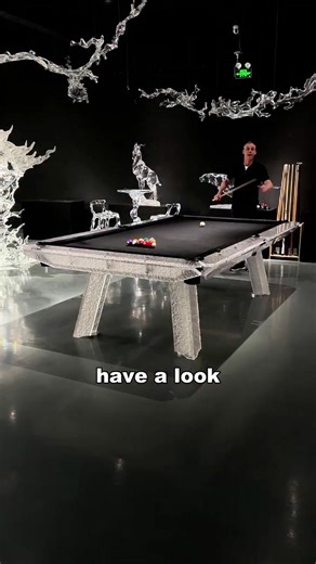 Most unique pool table in the world. The billiard table basew is finished with transparent acrylic finish and create an amazing luxury finish for one of the most beloved game in the world.#chinafurniture #9ballpool🎱 #homedecor #home