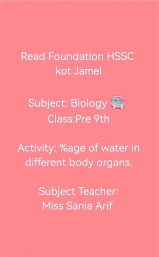 #readfoundationschool ,% of water in different body organs