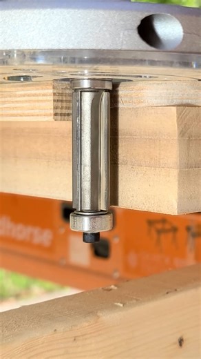 Adding a radius to the corners of this bench top using the Amana Tool 57187 3/4" diameter 4 flute flush trim bit. This bit left a great finish on the corner in this MDF! | Toolstoday Router Bits and Saw Blades