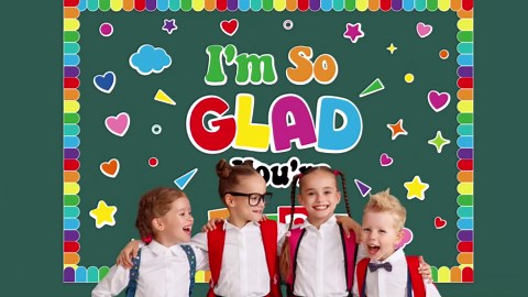 Classroom Bulletin Board Decorations Welcome Back to School Bulletin Board Set I'm So Glad You're Here Motivational Classroom Decorations Colorful Cutouts for Teacher Kindergarten Preschool Wall Decor