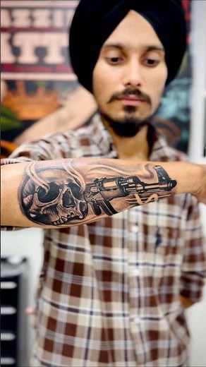 Skull with AK47 tattoo done by ‪@Jazzinktattoos‬