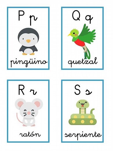 El abecedario con animales para imprimir letra por letra.