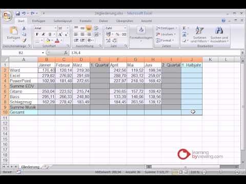Excel Tutorial Gliederung