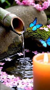 Zen Garden Oasis: Relaxing Water Sounds, Butterflies & Candlelight for Deep Sleep & Focus 🧘‍♀️🦋