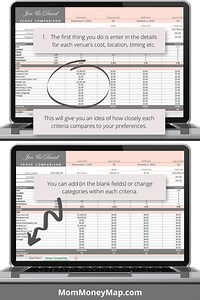 Wedding Venue Comparison Excel Spreadsheet