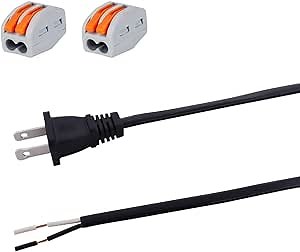 25FT Replacement Power Cord 18AWG Flat Shape Pigtail 2 Prong Plug Polarized 2 Wire Power Supply Cord Open End 110V Plug Black Cable 18 Gauge Open Wire 2C Repair Electrical Cord 115V AC
