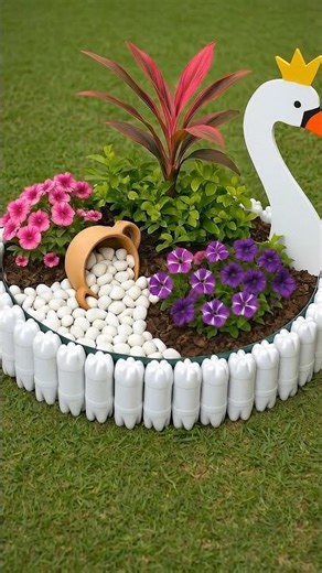 Cute Mini Garden Design Idea | Creative Backyard Decor 🌸🦢