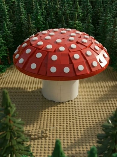 Lego Red Dome Cap Mushroom with White Spots Construction #lego #asmr #fantasy #fyp #ai