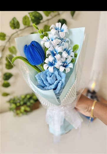 Handmade Blue Flower Bouquet | Thi&D Creations