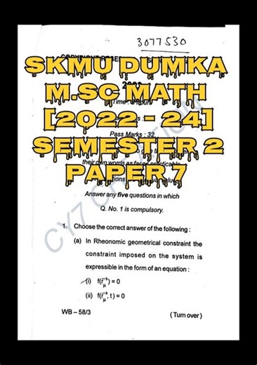 SKMU DUMKA|| M.Sc Maths(2022-24) || Semester 2 Paper7 || Analytical Dynamics & Calculus of Variation