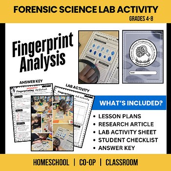 FORENSIC SCIENCE | Fingerprinting Analysis Lab Activity Experiment Worksheets