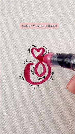 How to Write Letter C with a Heart ❤️ Brush Lettering Tutorial