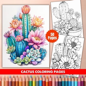 50 Cactus Coloring Pages - Kids & Adults Holiday Activity