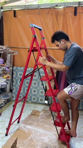 Versatile 7 Step Red Ladder for All Your Home Needs