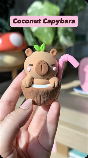 Shopzoki on Instagram: "Making a coconut capybara 🥥🌴 #clay #clayart #coconut #capybaras #capybara #cuteart #claywork #airdryclay #crafts"