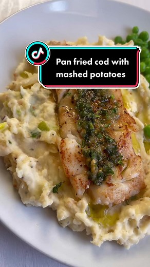 Pan Fried Cod with Cabbage and Leeks Mashed Potatoes Recipe