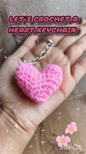 Crochet Heart keychain 🩷 🧶| Tutorial by- ‪@lilthingsworld‬ |#cute #easy #crochet #crochetkeychain