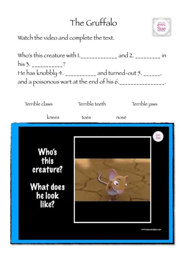 The Gruffalo interactive activity for Elementary